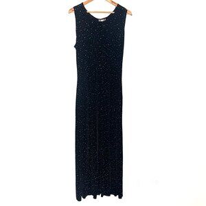Dressbarn Vintage Black and White Polka Dots Scoop Neck Sleeveless Maxi Dress 8